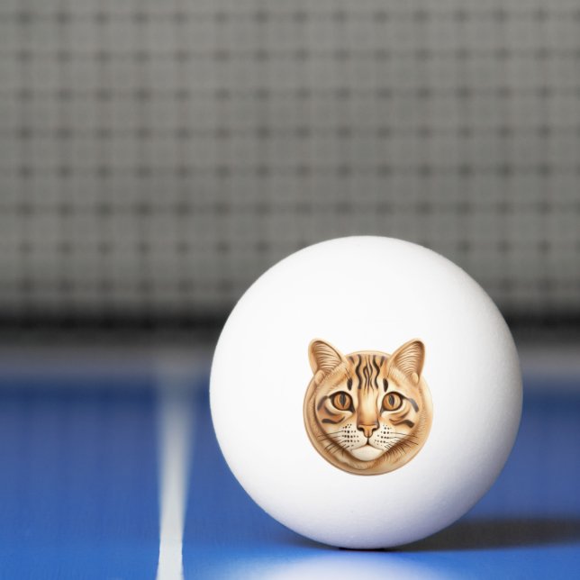 Bolinha De Ping Pong Gato Bengala 3D Inspirado (Líquido)