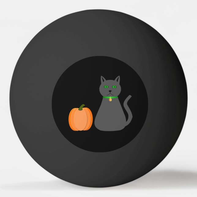 Bolinha De Ping Pong Gato e Abóbora do Halloween (Frente)