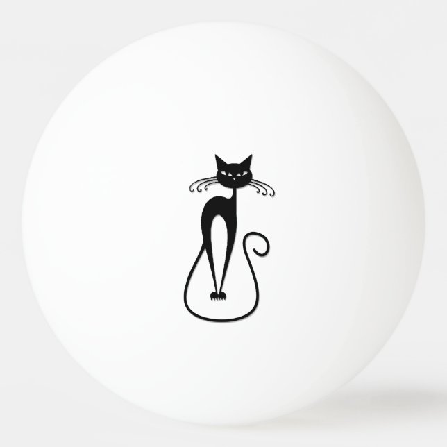 Bolinha De Ping Pong Gato preto branco e magro (Frente)