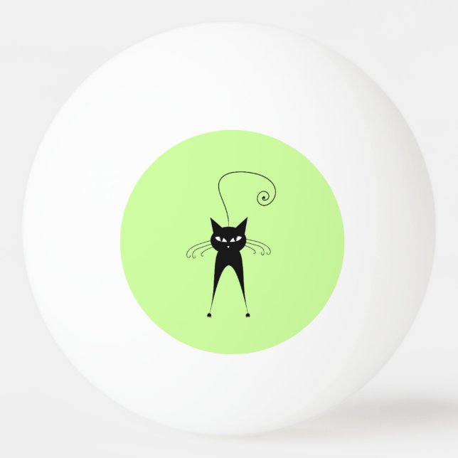 Bolinha De Ping Pong Gato preto de moda engraçada (Frente)