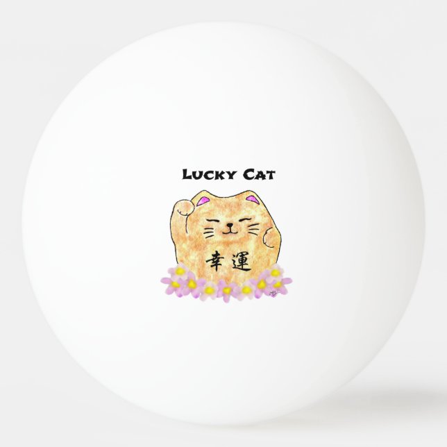 Bolinha De Ping Pong Gato Sortudo (Maneki Neko) Ping Pong Ball (Frente)
