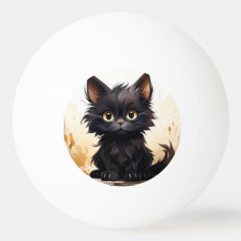 Bolinha De Ping Pong Gatos e Flores de Preto-Cinto