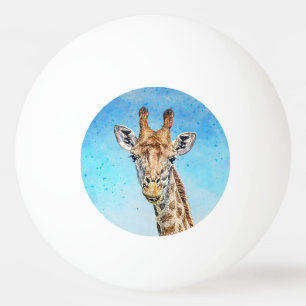 Bolinha De Ping Pong Girafa Curiosa com Céu Azul Confetti