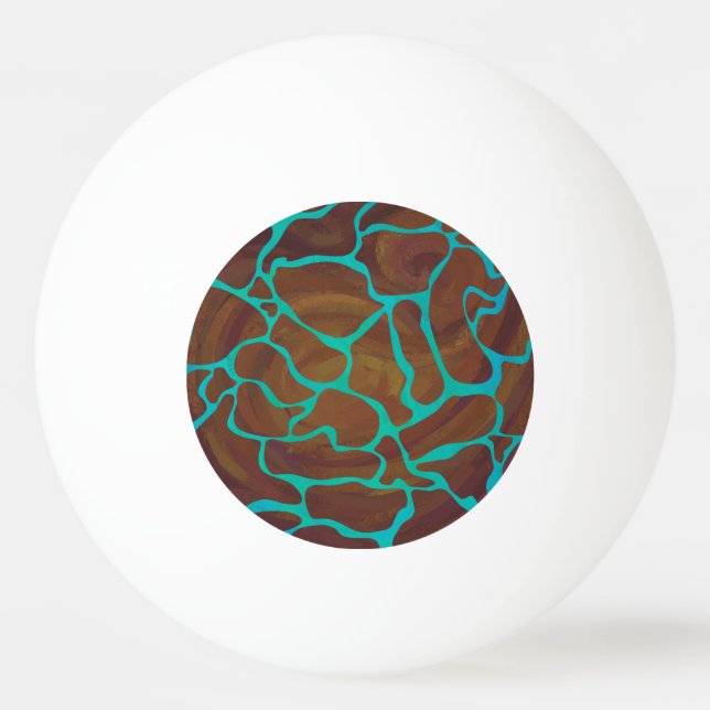 Bolinha De Ping Pong Giraffe Brown e Teal Impressão (Frente)