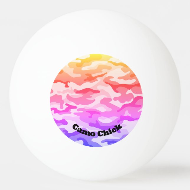 Bolinha De Ping Pong Girly Camouflage Pastel Monograma em Preto | (Frente)