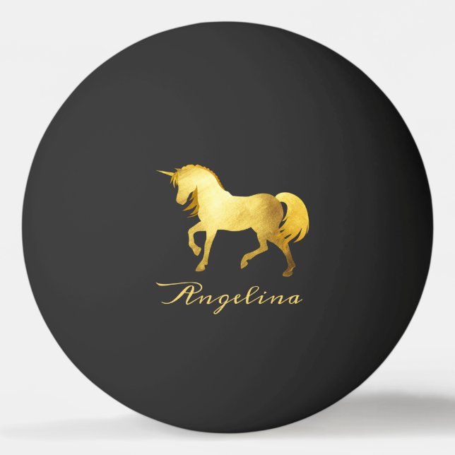 Bolinha De Ping Pong Girly & Chic Luxury Gold Foil Unicorn Personalizad (Frente)
