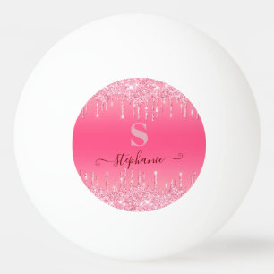 Bolinha De Ping Pong Girly Pink Sparkle Glitter Monograma