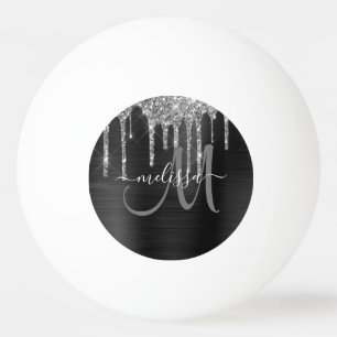 Bolinha De Ping Pong Glitter de Prata Chic Drives com Nome Metálico Bru