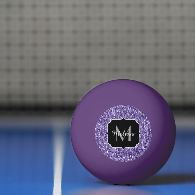 Bolinha De Ping Pong Glitter roxo ultra violeta brilha monograma (Líquido)