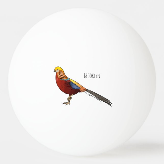 Bolinha De Ping Pong Golden pheasant bird cartoon illustration (Frente)