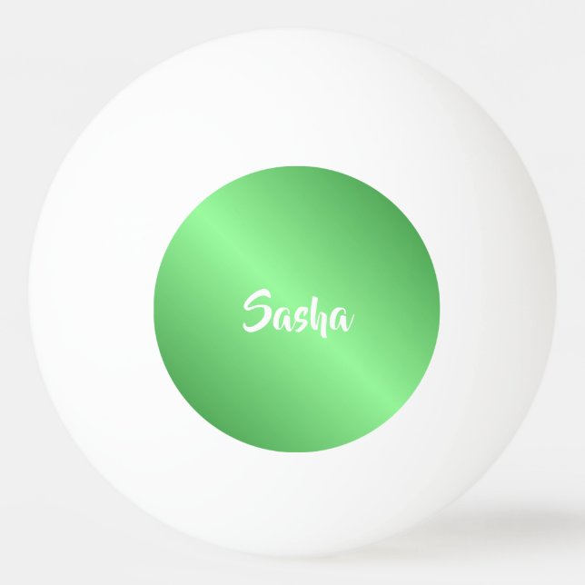 Bolinha De Ping Pong Gradiente verde de nome personalizado (Frente)