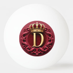 Bolinha De Ping Pong Grande Monograma D em Veludo Vermelho