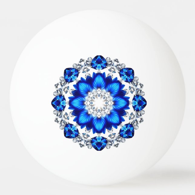 Bolinha De Ping Pong Grinalda Elegante Adornada Com Flores Azuis (Frente)