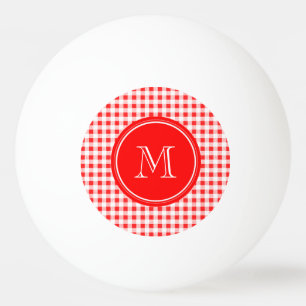 Bolinha De Ping Pong Guingão vermelho e branco, seu monograma