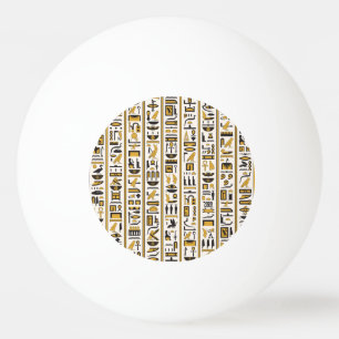Bolinha De Ping Pong Hieróglifos Egípcios: Amarelo-Preto Sem Costura.
