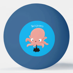 Bolinha De Ping Pong Humor animado de polvo de bebê rosa e bonito