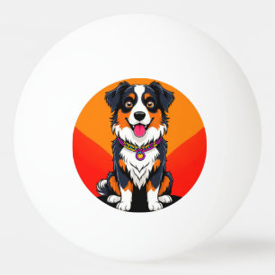 Bolinha De Ping Pong Ilustração Alegre de Cachorro em Cartoon