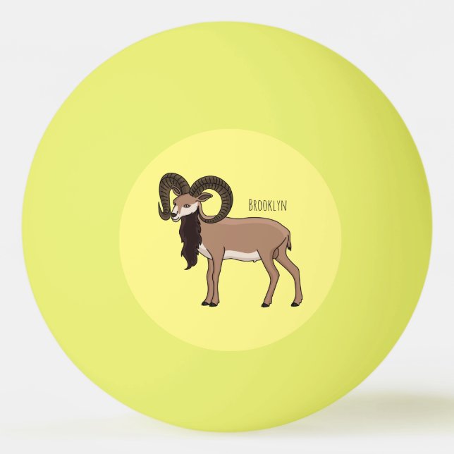 Bolinha De Ping Pong Ilustração de cabra Mouflon (Frente)