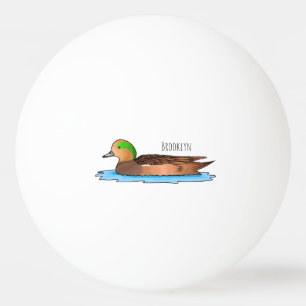 Bolinha De Ping Pong Ilustração de desenho animado de ave-wigeon americ