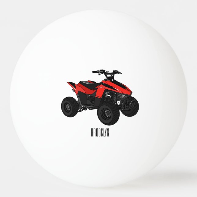 Bolinha De Ping Pong Ilustração de desenho animado de bicicleta atv (Frente)