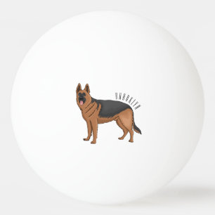 Bolinha De Ping Pong ilustração de desenho animado de cão german shephe
