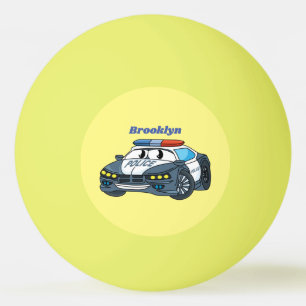 Bolinha De Ping Pong Ilustração de desenho animado de carro de polícia