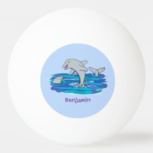 Bolinha De Ping Pong Ilustração de desenho animado de golfinhos alegr