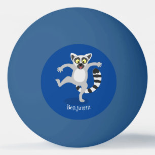 Bolinha De Ping Pong Ilustração de desenho animado de lêmur de cauda de
