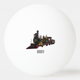 Bolinha De Ping Pong Ilustração de desenho animado de locomotiva a vapo