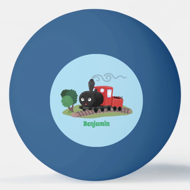 Bolinha De Ping Pong Ilustração de desenho animado de locomotiva de com (Frente)