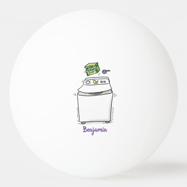Bolinha De Ping Pong Ilustração de desenho animado de máquina de lavar  (Frente)