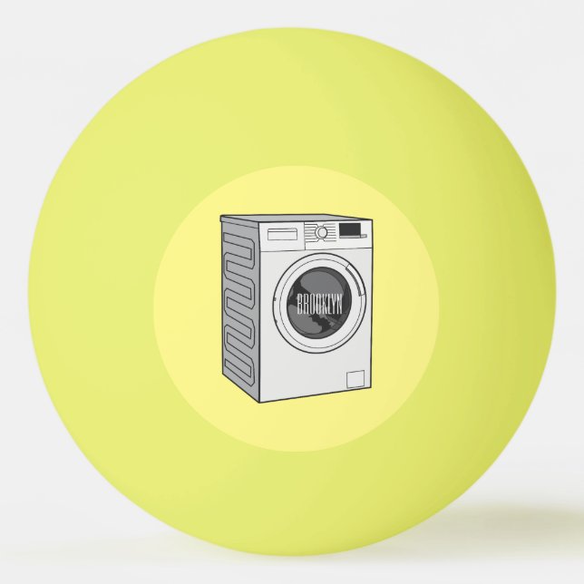 Bolinha De Ping Pong Ilustração de desenho animado de máquina de lavar (Frente)