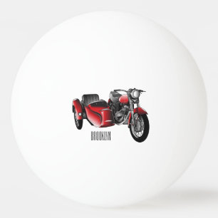 Bolinha De Ping Pong Ilustração de desenho animado de motociclo Sidecar