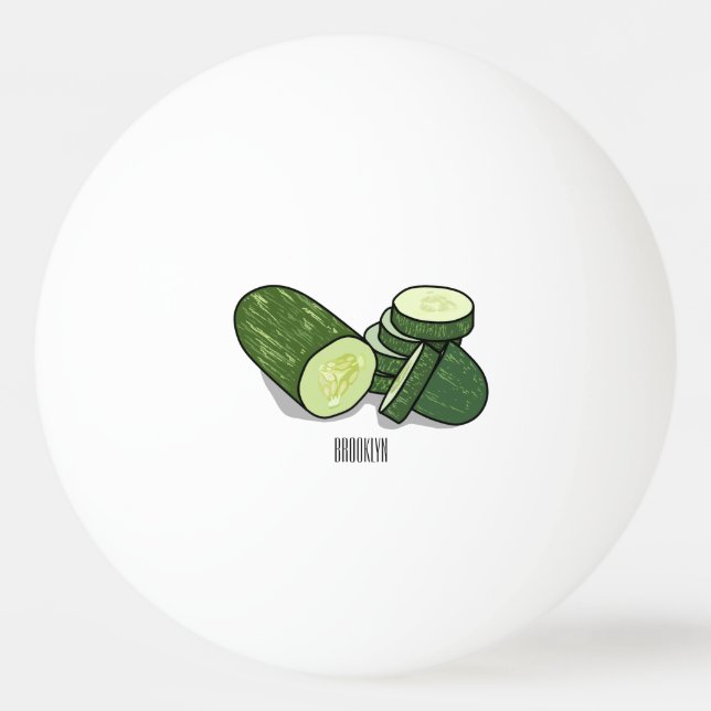 Bolinha De Ping Pong Ilustração de desenho animado de pepino (Frente)