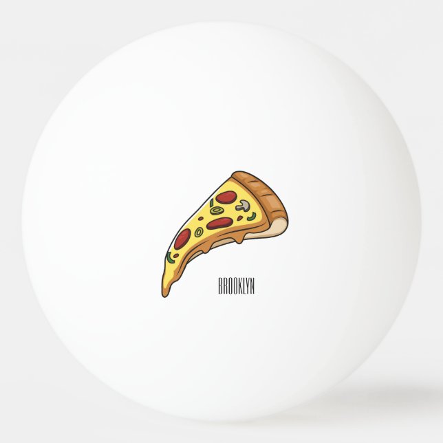 Bolinha De Ping Pong Ilustração de desenho animado de pizza (Frente)