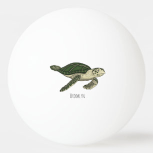 Bolinha De Ping Pong Ilustração de desenho animado de tartaruga marinha