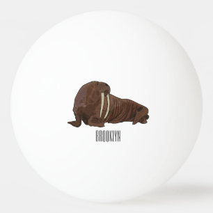 Bolinha De Ping Pong Ilustração de desenho animado de Walrus