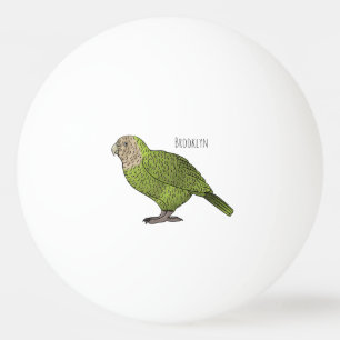 Bolinha De Ping Pong ilustração de desenho animado do pássaro Kakapo