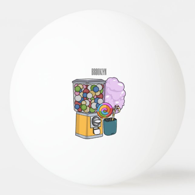 Bolinha De Ping Pong Ilustração de desenho animado doce (Frente)