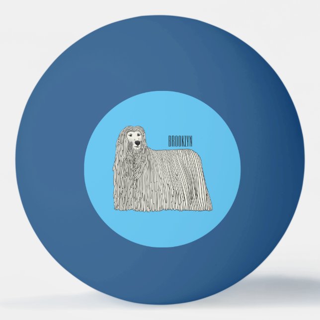 Bolinha De Ping Pong Ilustração de desenho de cães Komondor (Frente)