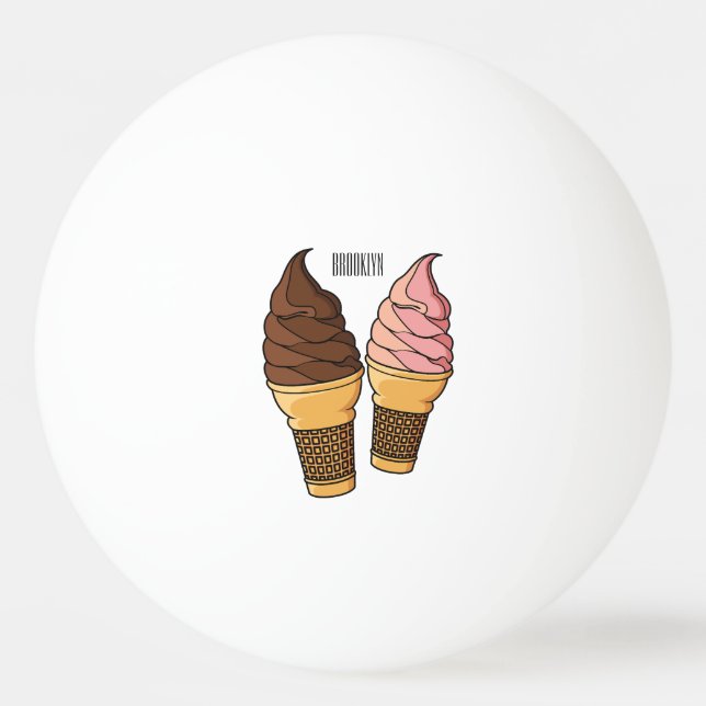 Bolinha De Ping Pong ilustração de desenho de cone de sorvete (Frente)