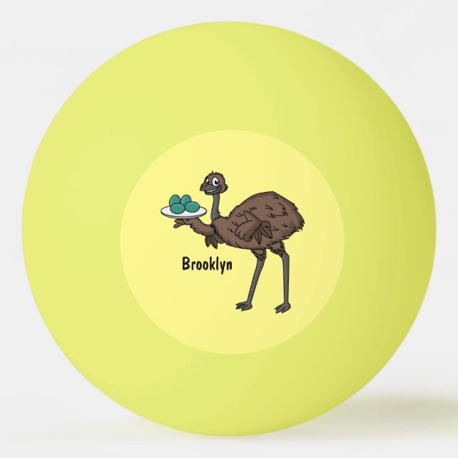 Bolinha De Ping Pong Ilustração de emu com ovos estilo cartoon (Frente)