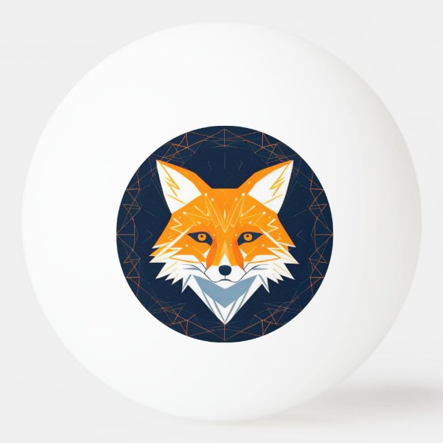 Bolinha De Ping Pong Ilustração de Raposa Poligonal com Ornamentação Ce (Frente)