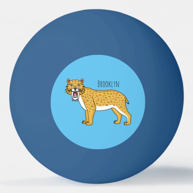 Bolinha De Ping Pong Ilustração de tigre com dentes de Saber (Frente)