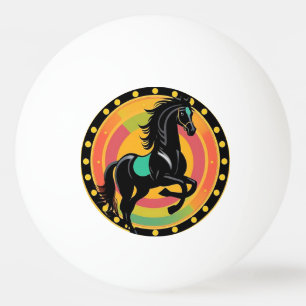 Bolinha De Ping Pong Ilustração Estilizada de um Cavalo Preto