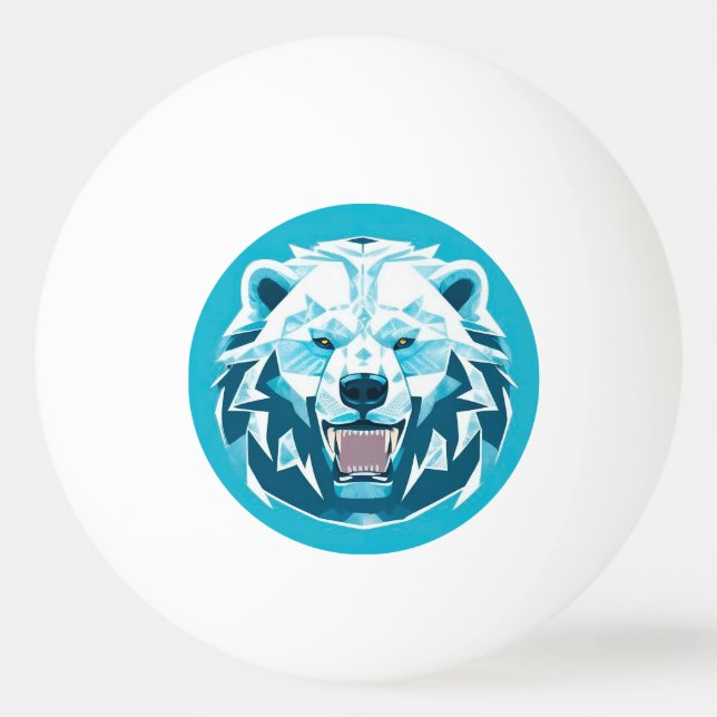 Bolinha De Ping Pong Ilustração Geométrica de Urso Polar Feroz (Frente)