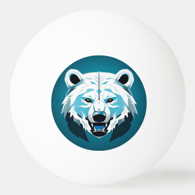 Bolinha De Ping Pong Ilustração Geométrica de Urso Polar Feroz (Frente)