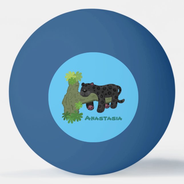 Bolinha De Ping Pong Imagem de desenho animado de gato preto-pintado-pi (Frente)