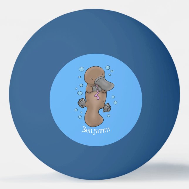 Bolinha De Ping Pong Imagem de desenho animado de platypus de bebê feli (Frente)