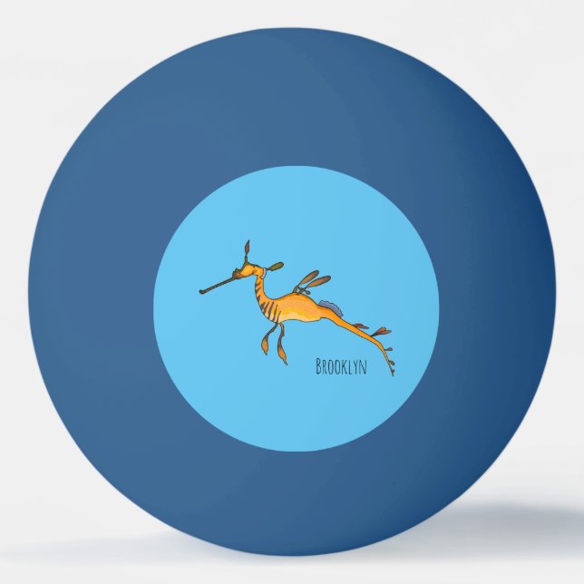 Bolinha De Ping Pong Imagem de desenho animado de seadragão fraco (Frente)